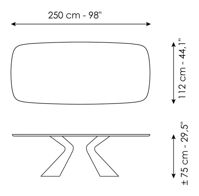 Prora Extendable Dining Table by Bonaldo, size drawing 8