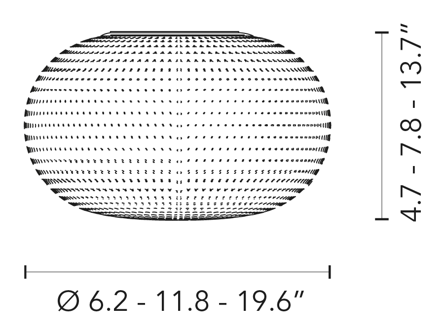 Bianca Ceiling Lamp by Fontana Arte, size drawing