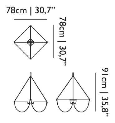 Drape Light Pendant by Moooi, size drawing: 78
