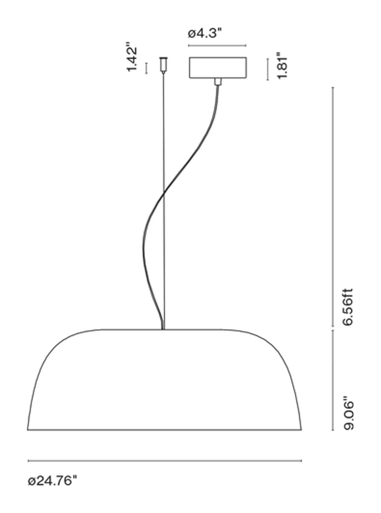 Djembé Pendant Lamp by Marset, size drawing: Djembé 65.23