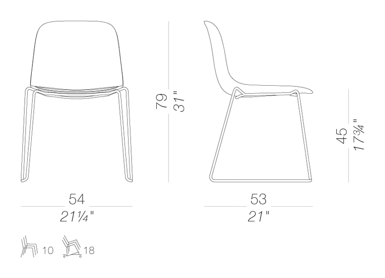 Seela S310 Chair by LaPalma, size drawing