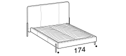 Alar Bed by Ditre Italia, size drawing: Double size bed for 160x200 cm mattress