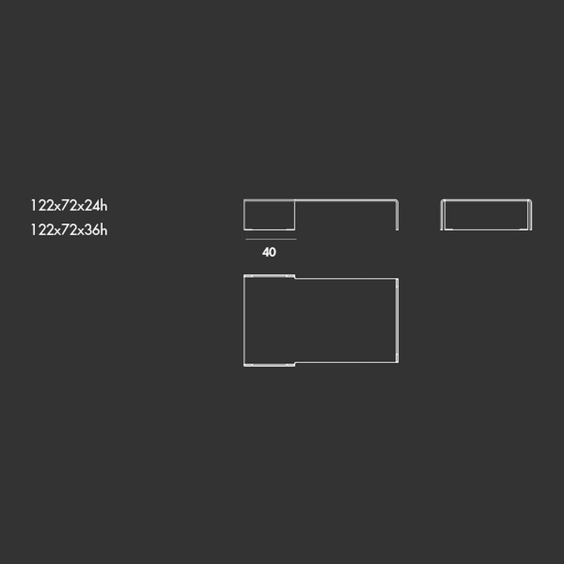 Spider Coffee Table by Sovet, size drawing: Rectangular