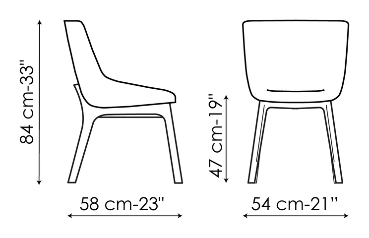 Artika Chair by Bonaldo, size drawing: Artika Wood
