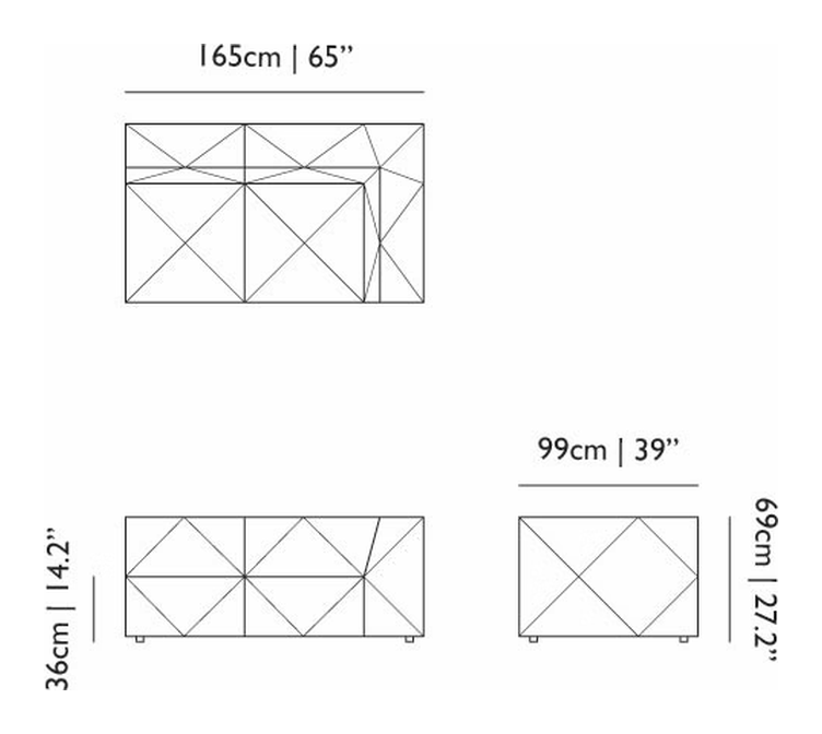 BFF Sofa by Moooi, size drawing: Double Element DE05