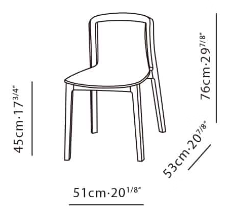 Essence Chair by Camerich, size drawing: C02H0301