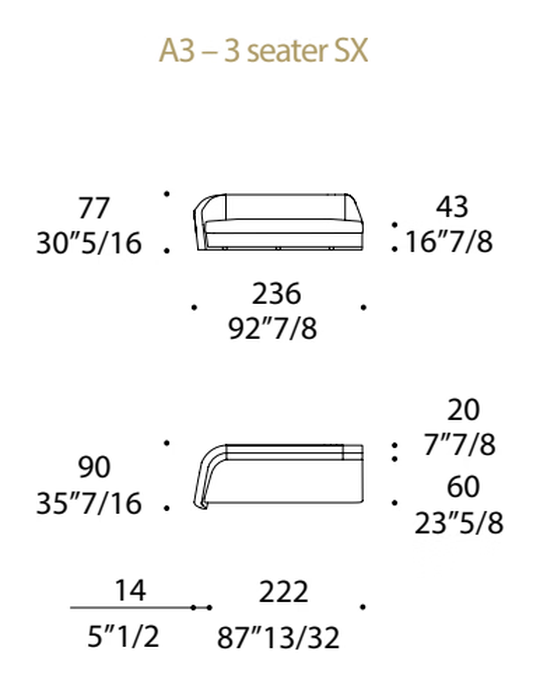 Stratum Sofa by Reflex, size drawing 4