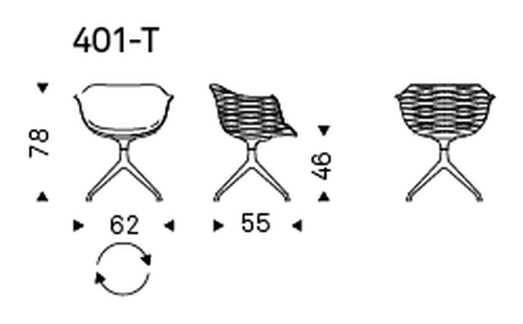 Indy Armchair by Cattelan Italia, size drawing 1
