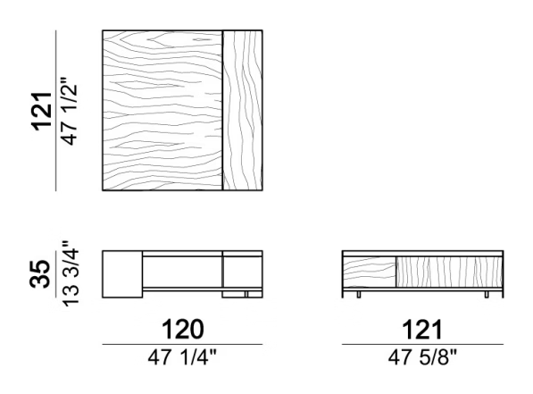 Noth Coffee Table by Arketipo, size drawing 3
