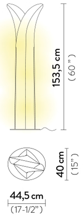 Las Palmas Floor Lamp by Slamp, size drawing: Las Palmas Floor XL