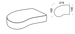 Isla Sofa by Ditre Italia, size drawing: Curved end base