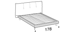 Papilo Bed by Ditre Italia, size drawing: Double size bed for 160x200 cm mattress