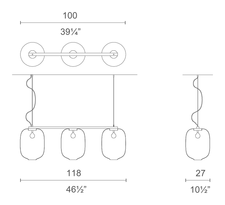 Arya Lamp by Cappellini, size drawing: PO_20053