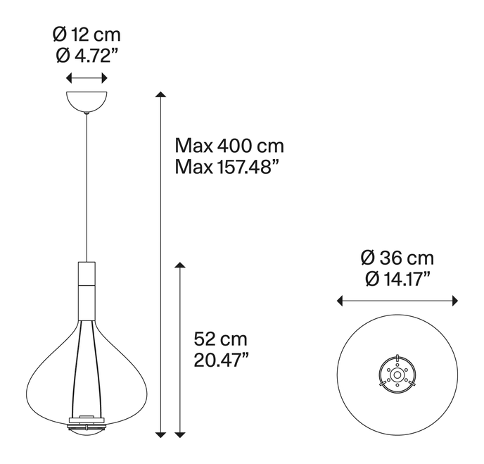 Sky-Fall Pendant Lamp by Lodes, size drawing: Sky-Fall large