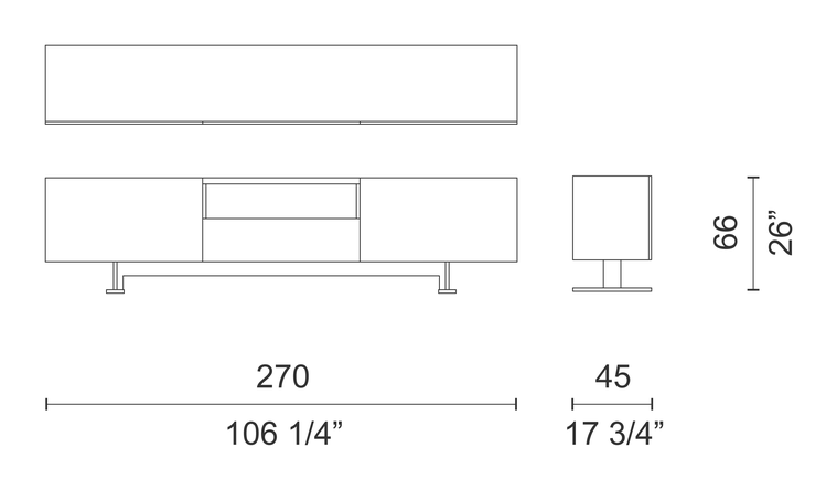 Luxor Cabinet by Cappellini, size drawing: LX_15