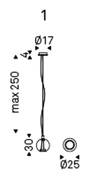 Paris Pendant Lamp by Cattelan Italia, size drawing 1