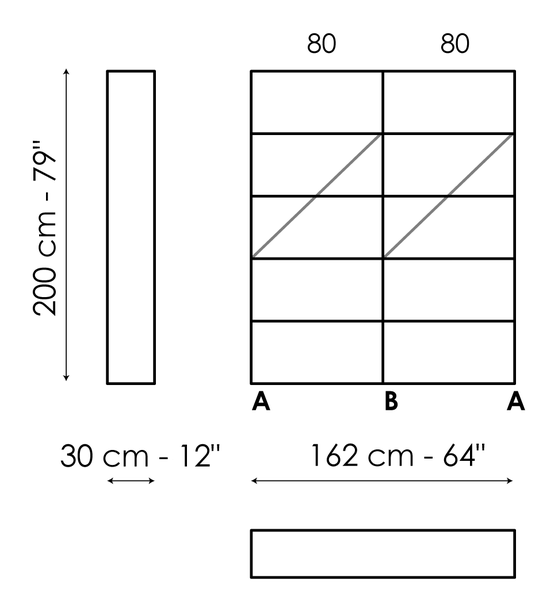 Kaos Bookshelf by Bonaldo, size drawing 2