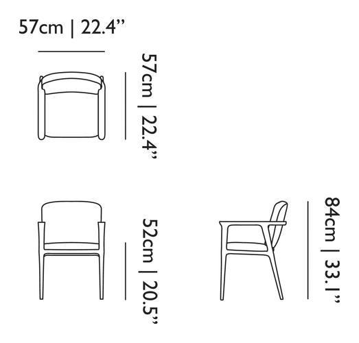 Zio Dining Chair by Moooi, size drawing