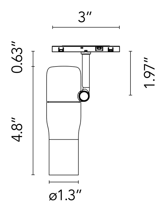 Atom 120 Spotlight, Zero Track Pro by Flos, size drawing 2