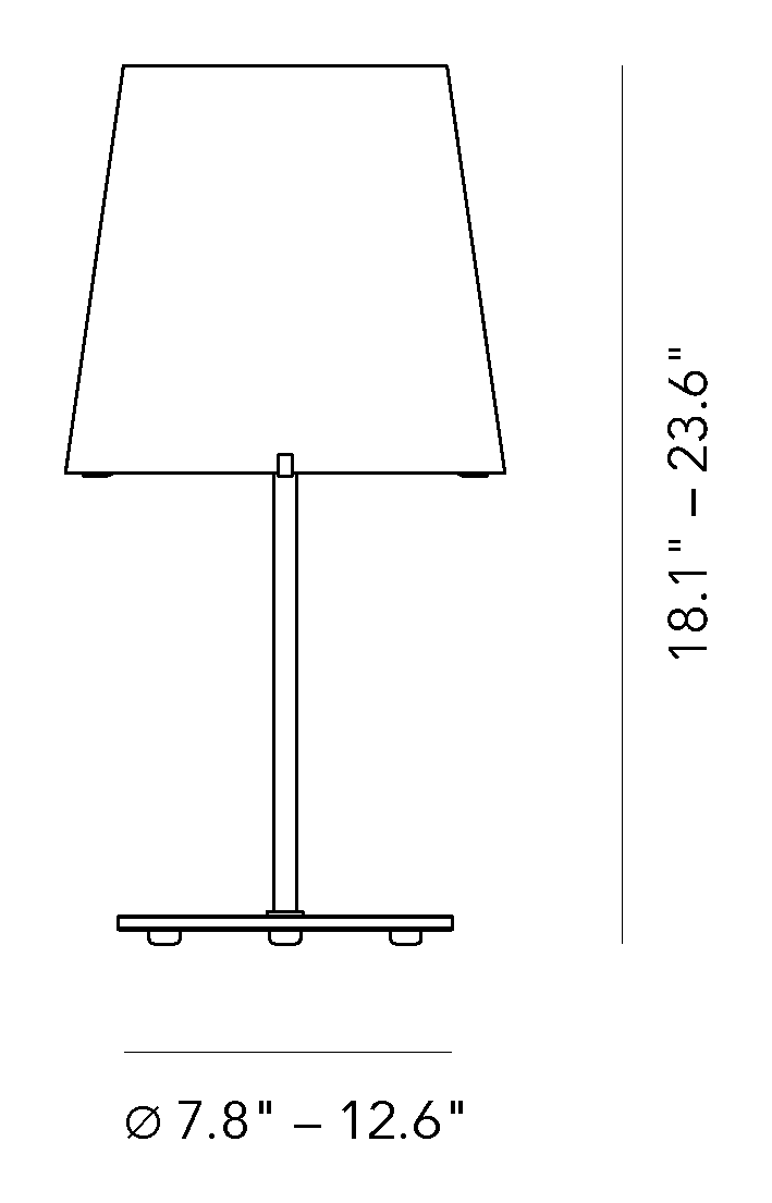 3247TA Table Lamp by Fontana Arte, size drawing