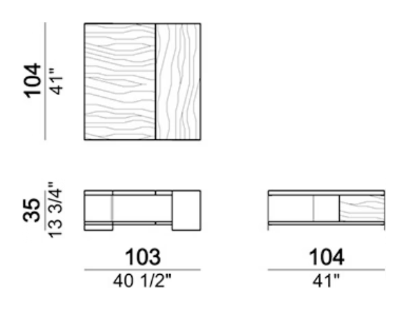Noth Coffee Table by Arketipo, size drawing 1