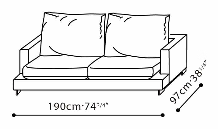 LazyTime Small Sofa by Camerich, size drawing: C0150022