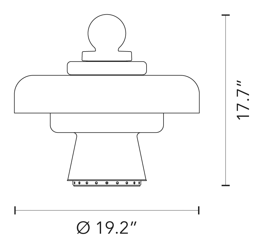 Regina Table Lamp by Fontana Arte, size drawing