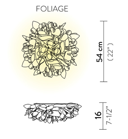 Veli Foliage Ceiling/Wall Lamp by Slamp, size drawing: Veli Foliage Ceiling/Wall Medium