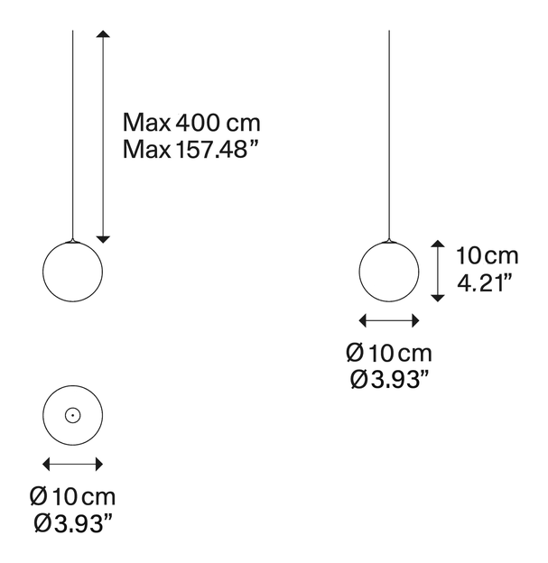 Random Solo Cluster Pendant Lamp by Lodes, size drawing: Random Solo 10