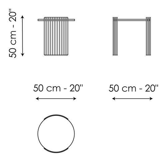 Harpe Coffee Table by Bonaldo, size drawing: Harpe Ø50 x H50
