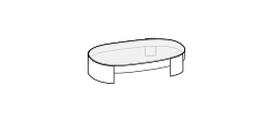 Mekki Coffee Table by Ditre Italia, size drawing: Oval coffee table with glass top