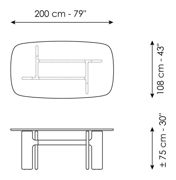 Hippos Dining Table by Bonaldo, size drawing 1