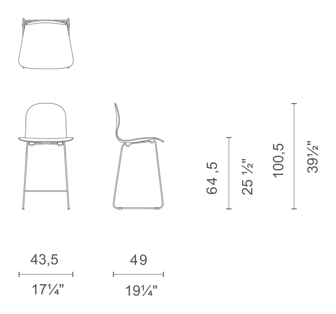 Tate Color Stool by Cappellini, size drawing: TC_31