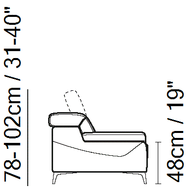 Duca Sectional by Natuzzi Italia, size drawing