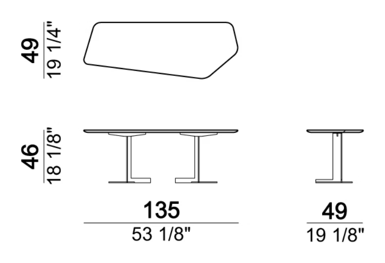 Lith Coffee Table by Arketipo, size drawing: Console