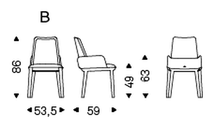 Belinda Dining Chair by Cattelan Italia, size drawing 2