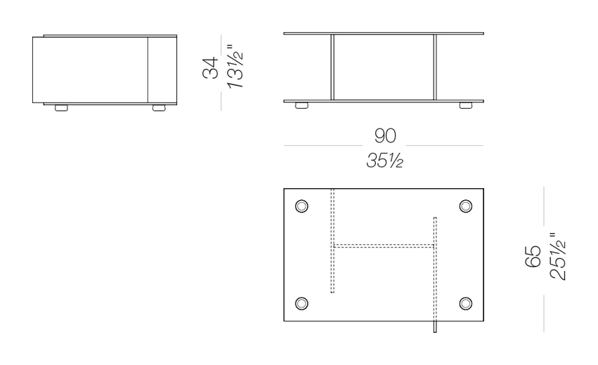 Plus D247 Side Table by LaPalma, size drawing