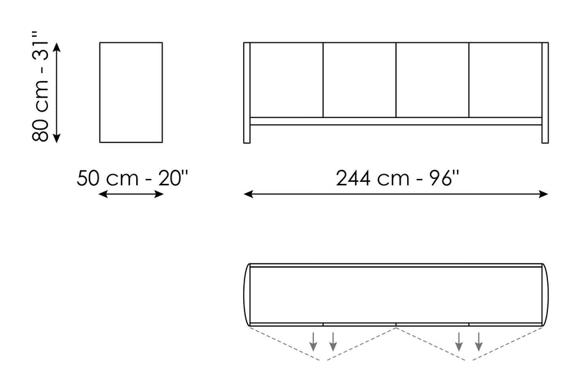 Alicanto Sideboard by Bonaldo, size drawing: Alicanto