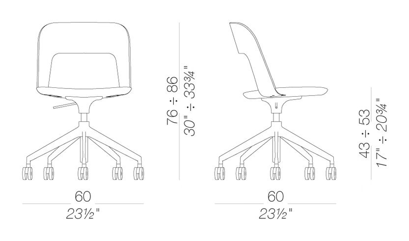 Arco S216 Chair by LaPalma, size drawing