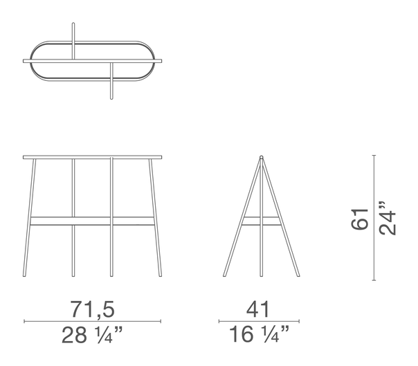 Pinch Side Table by Cappellini, size drawing: PIN2