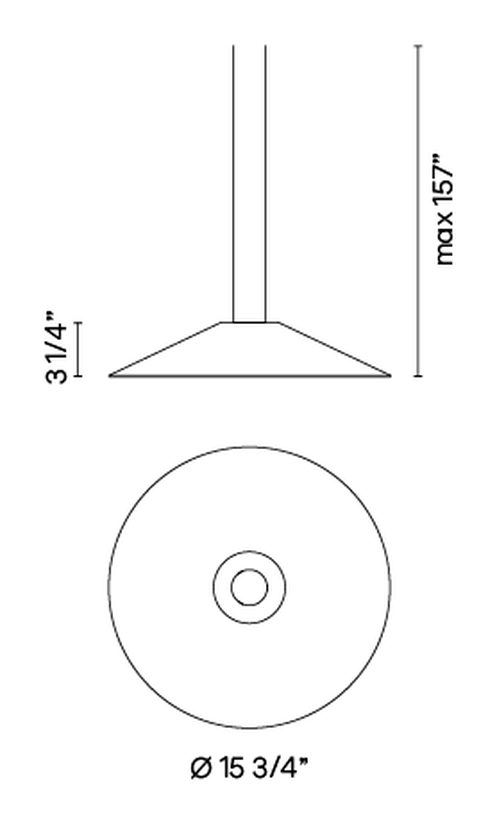 Circus Lighting System by Vibia, size drawing: Model 0155