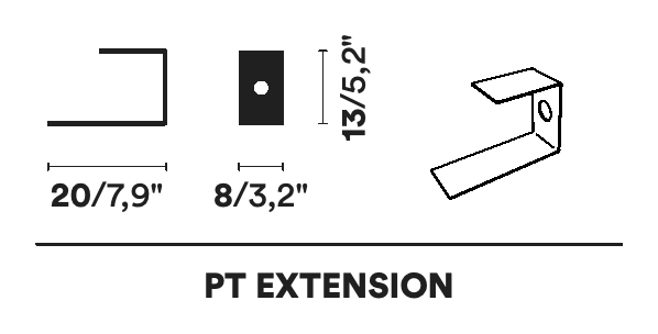 Ptolomeo Wall Bookcase by Opinion Ciatti, size drawing: PT EXTENSION