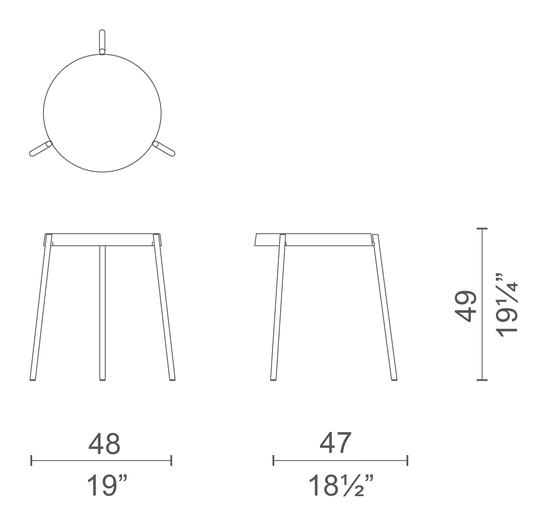 Pinch Side Table by Cappellini, size drawing: PIN3