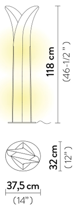 Las Palmas Floor Lamp by Slamp, size drawing: Las Palmas Floor L