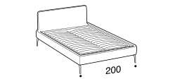Aris Bed by Ditre Italia, size drawing: Double size bed for 180x200 cm mattress