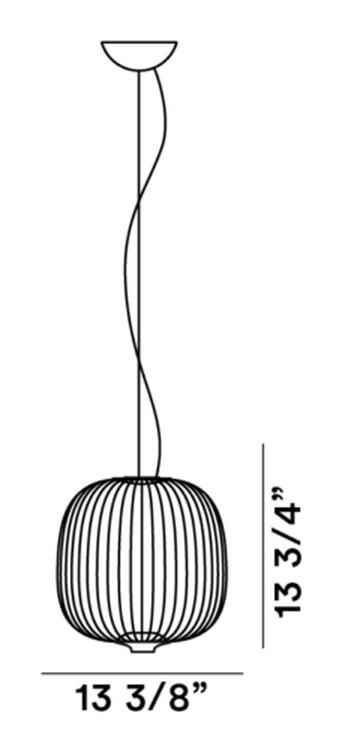 Spokes 2 Pendant Lamp by Foscarini, size drawing: Spokes 2 Piccola