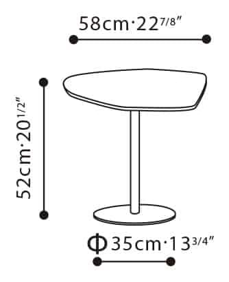 Hanna Shape Side Table by Camerich, size drawing: C0600036
