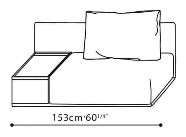 Elan-40 Sofa by Camerich, size drawing: C01B0208 + B12B0216 (L)