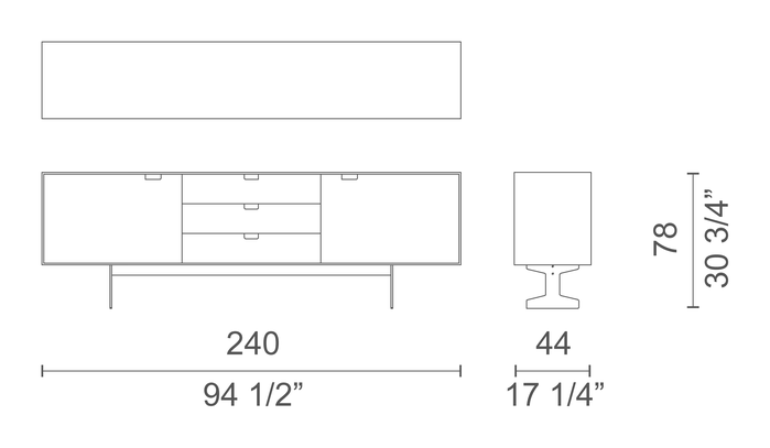 Simplon Cabinet by Cappellini, size drawing