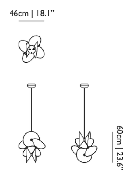 Serpentine Pendant Light by Moooi, size drawing: 8 Small